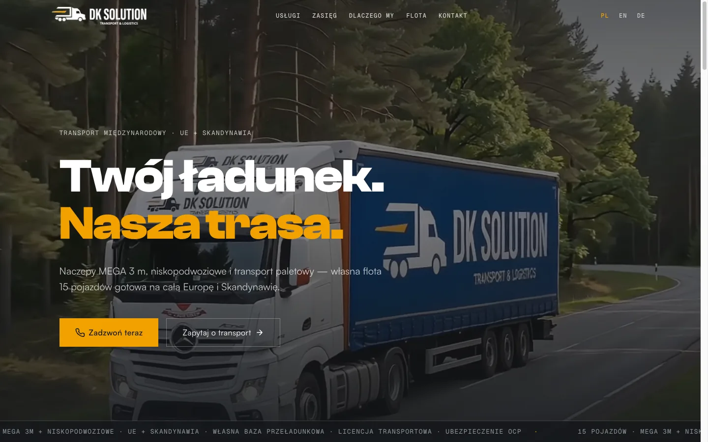 dksolution.eu – strona WWW firmy transportowo-logistycznej – projekt KlinWeb